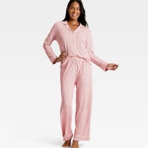 Women's Cloud Knit Modal Pajama Set - Auden ™ Red & White Stripe Size Small